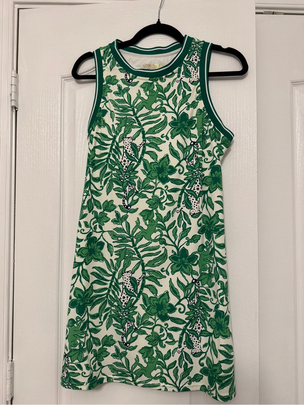 Lilly Pulitzer Green and White Sleeveless Botanical Athletic Dress